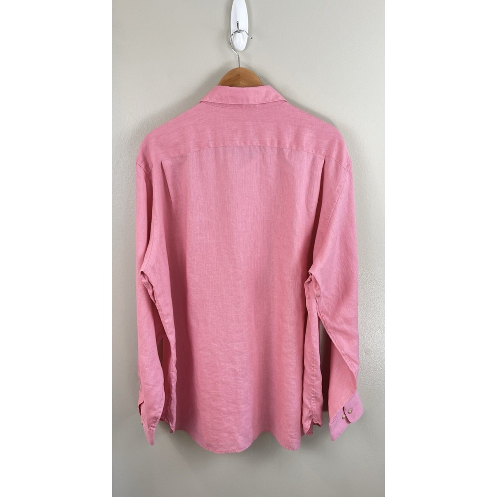 Paul Fredrick Men's XL Long Sleeve Linen Shirt Pink Lightweight Breathable Beach - Picture 5 of 8